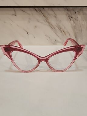Pinup Rockabilly Glittery Pink Cateye Glasses Voogueme